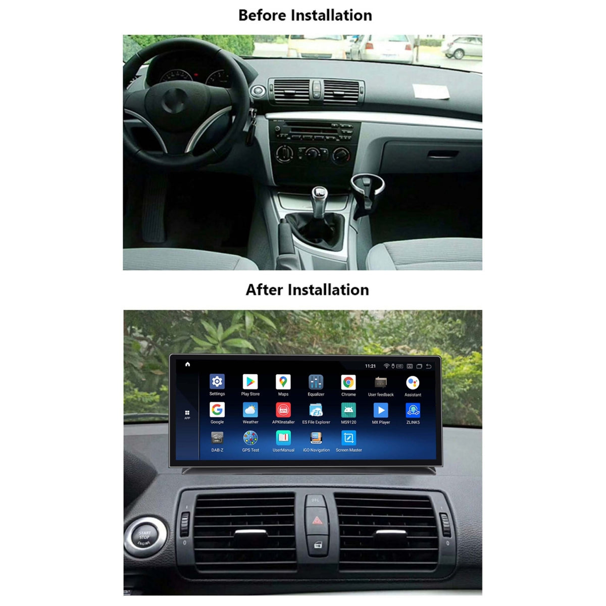 BMW E81 E82 E87 E88 + I-Drive 12,3" Touchscreen Android GPS Navi USB CarPlay