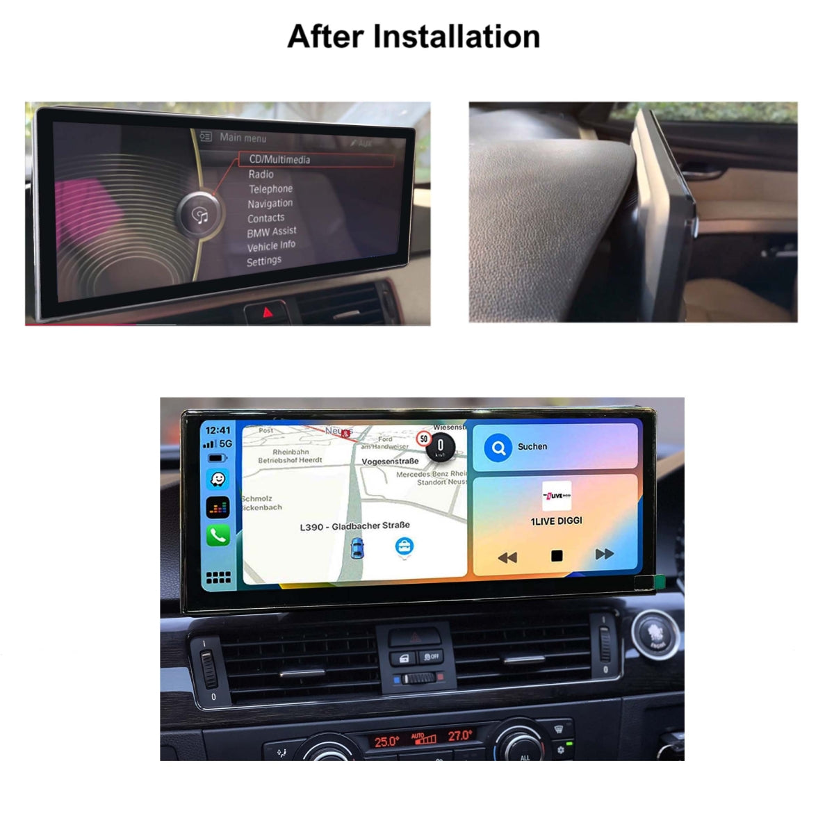 BMW E90 E91 E92 E93 CIC 12,3" Touchscreen Android GPS Navigation CarPlay