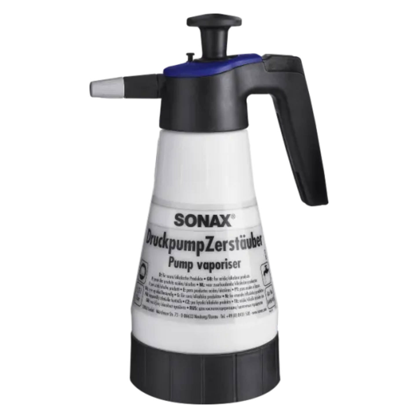 SONAX Druckpumpzerstäuber für saure/alkalische Produkte, 1,25l